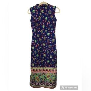 Vintage ILGWU bright long high neck dress